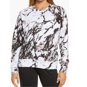 NWT Zella Jamie Ink Print French Terry Crewneck Sweatshirt, Medium